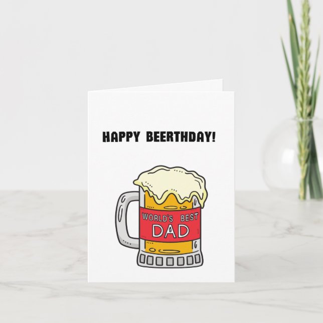 Beer Pappa Pun Funny Birthday Kort (Framsida)
