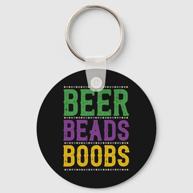 Beer Pärlor Breast Carnival Parad Gift Funny Mardi Nyckelring (Framsida)