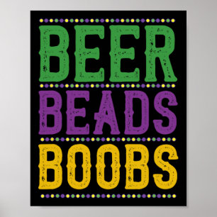 Beer Pärlor Breast Carnival Parad Gift Funny Mardi Poster