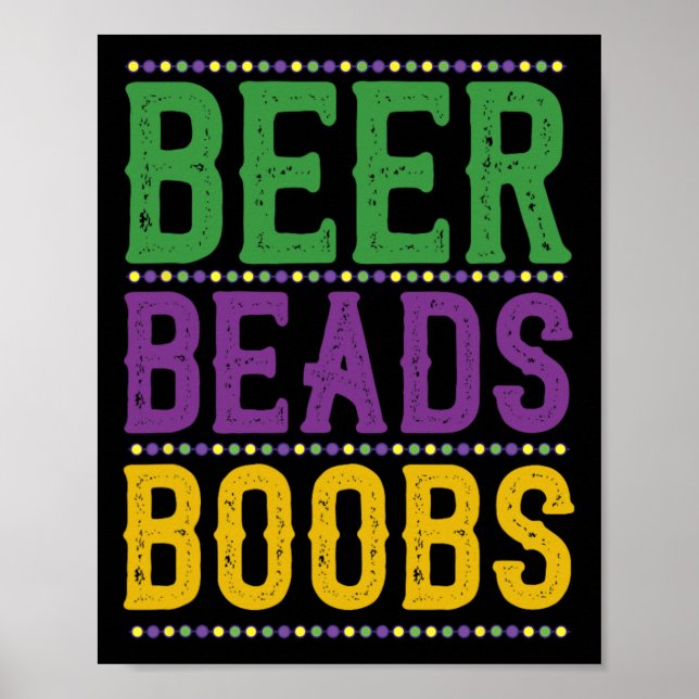 Beer Pärlor Breast Carnival Parad Gift Funny Mardi Poster (Framsidan)