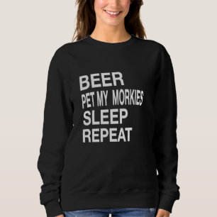 Beer Pet Morkies, sömn Upprepa vit L Hund Kärlek T Shirt