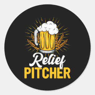 Beer Pitcher Baseball Beer Drinking Drinker Runt Klistermärke
