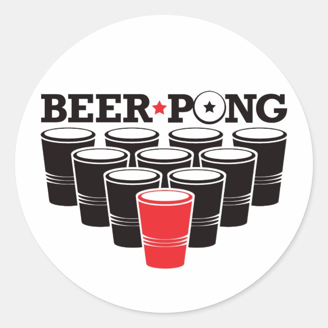 Beer Pong Basic - Red Runt Klistermärke (Framsida)