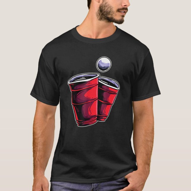 Beer Pong Beirut Drinking Game Ping Boll Beer T Shirt (Framsida)