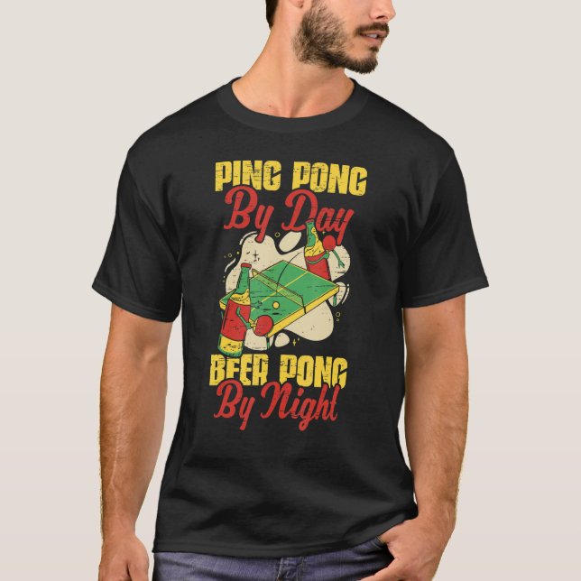 Beer Pong By Night Table Tennis Player T Shirt (Framsida)