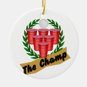Beer Pong Champ Julgransprydnad Keramik