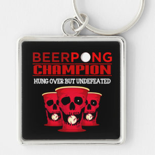 Beer Pong Champion Fyrkantig Silverfärgad Nyckelring