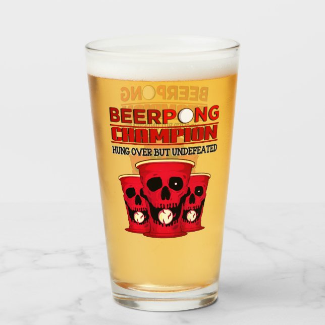 Beer Pong Champion Glaskopp (Framsida fylld)