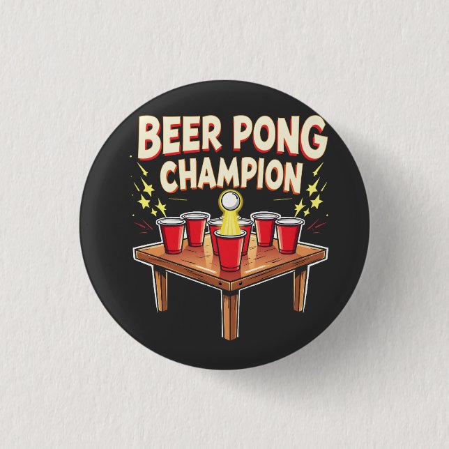 Beer Pong Champion Ping Pong Drinking Knapp (Framsida)