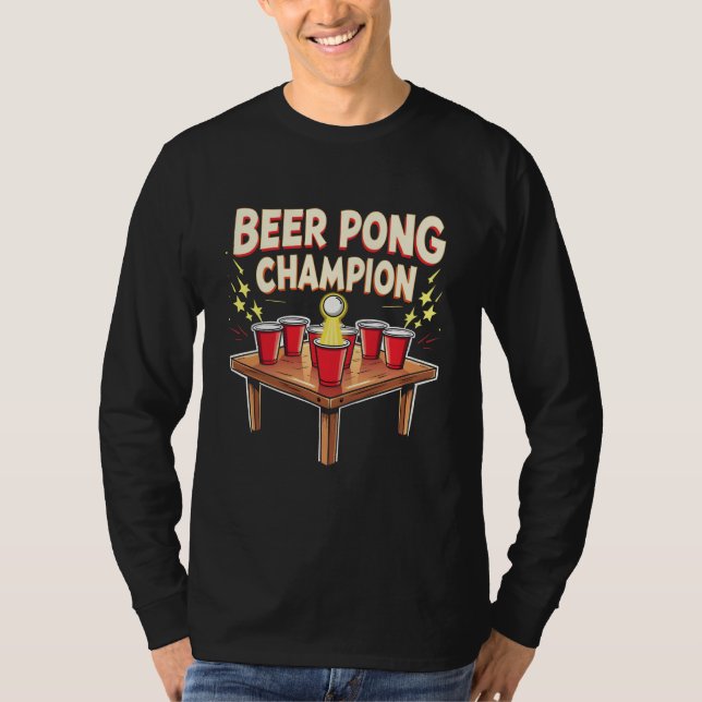 Beer Pong Champion Ping Pong Drinking T Shirt (Framsida)