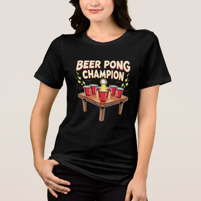 Beer Pong Champion Ping Pong Drinking T Shirt (Framsida)