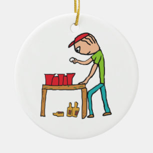 Beer Pong Julgransprydnad Keramik