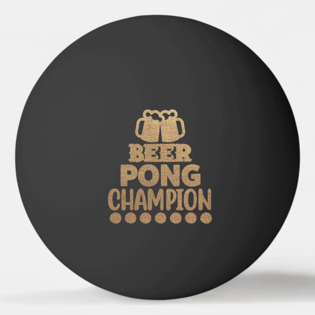 Beer Pong Mästare Rolig Text Svart Guld Pingisboll (Framsidan)