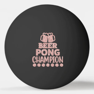 Beer Pong Mästare Rolig Text Svart Rosa Glitter Pingisboll