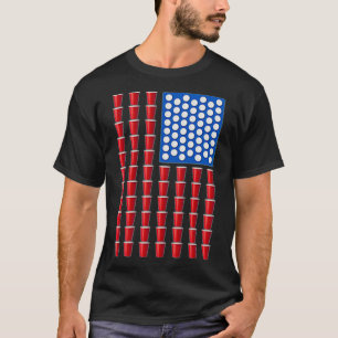 Beer Pong Red Solo Kopp American Flagga USA T Shirt