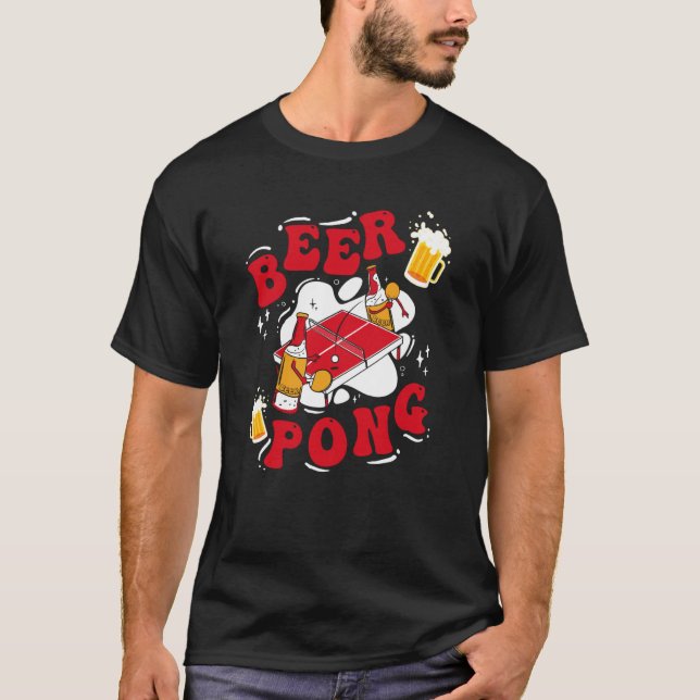 Beer Pong Table Party Game Drinking Game Beer Pong T Shirt (Framsida)