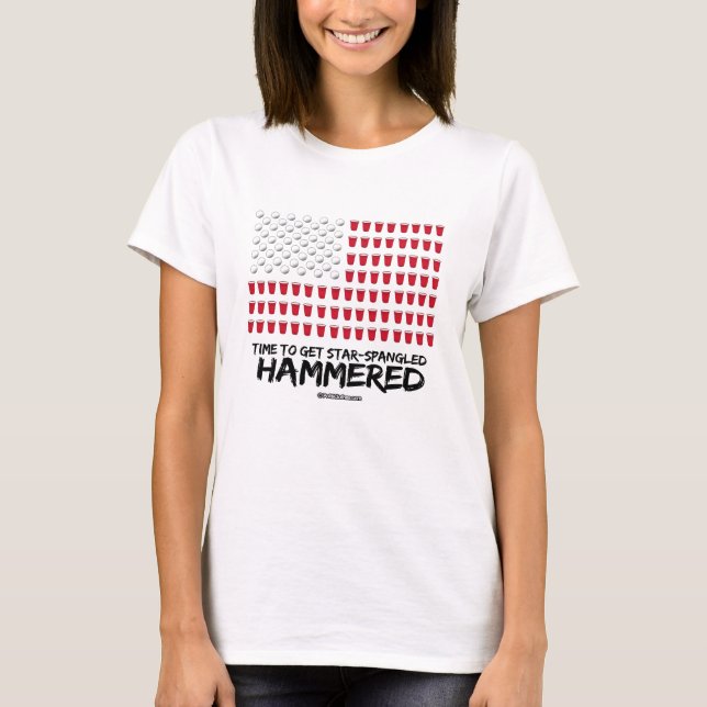 Beer Pong-tid för att få stjärnstyrd hammeri T-shirt (Framsida)