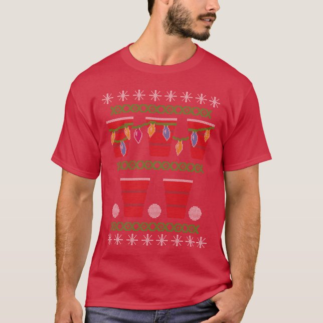 Beer Pong Ugly jul Sweater vintage T Shirt (Framsida)