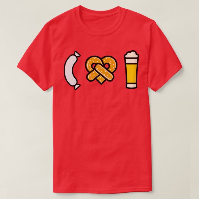 Beer prezel Weisswurst I kärlek Weizen Bavarian T Shirt (Design framsida)