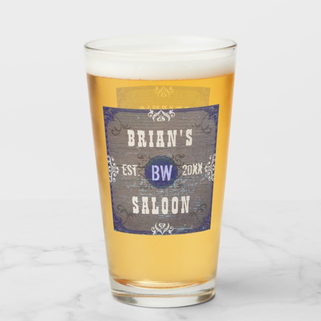 Beer Saloon Rustic Wood Old Westerna Vilda western Glaskopp (Framsida fylld)