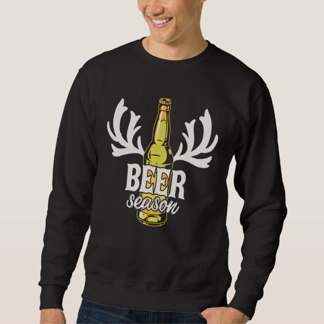 Beer Season Manar Hjort Hunter Hunter Hunting Lång Ärmad Tröja (Framsida)