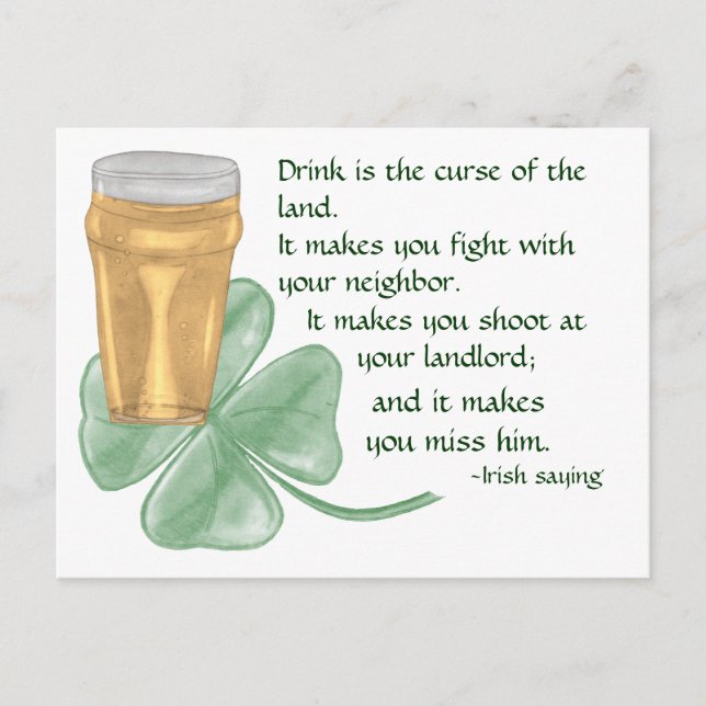 Beer & Shamrock/Irish Sayed Vykort (Framsida)