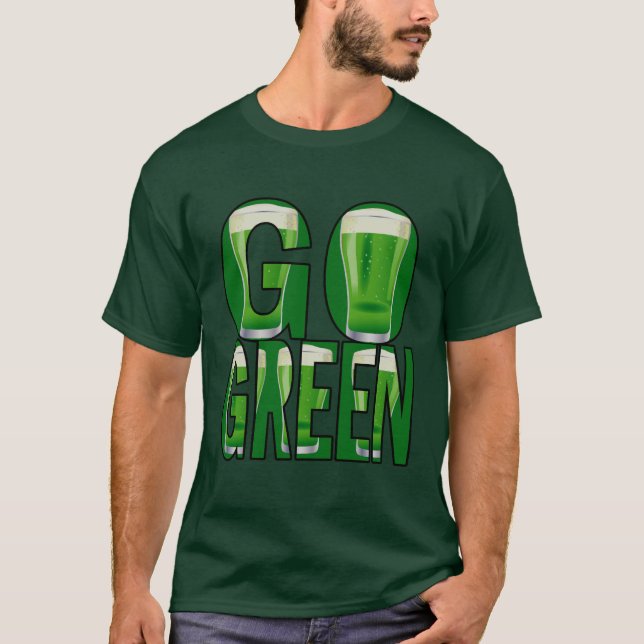 Beer St patrick's day Go Green Manar Grönt T Tröja (Framsida)