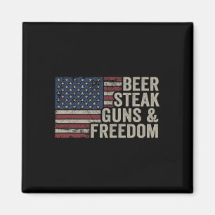 Beer Steak Guns and Freedom - 4 juli USA flagga Bb Magnet