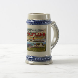 Beer Stein Vintage Scotland Travel Poster 22oz Sejdel