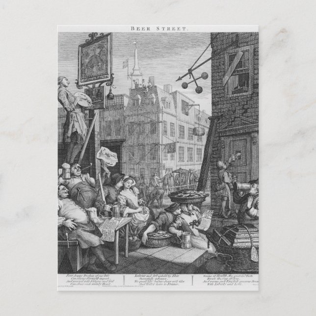 Beer Street, 1751 Vykort (Framsida)