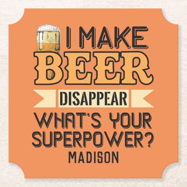 Beer Superpower, eget namn & färg Underlägg Papper (Framsida)