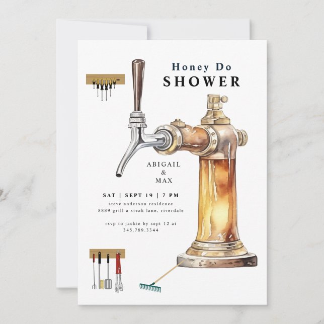 Beer Tap honey Do Par Möhippa Inbjudningar (Framsida)