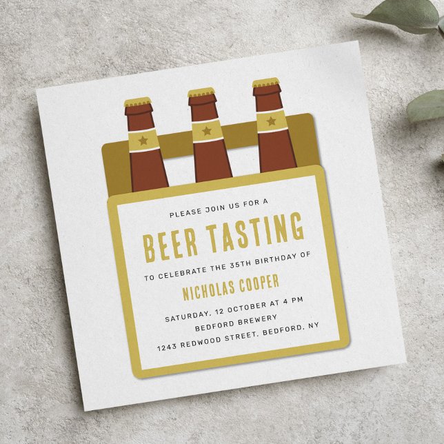 Beer Taste Födelsedagsfest inbjudan Gult (beer tasting party invitation)