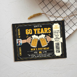 Beer ThERN Black Biljett Manar Vuxen Birthday Phot Inbjudningar