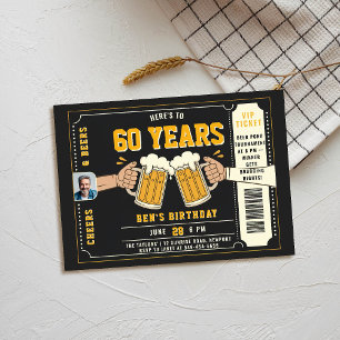 Beer ThERN Black Biljett Manar Vuxen Birthday Phot Inbjudningar