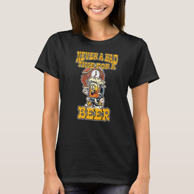 Beer Time Fun Bar Party Tipsy Drunk Malt Barn Rum  T Shirt (Framsida)