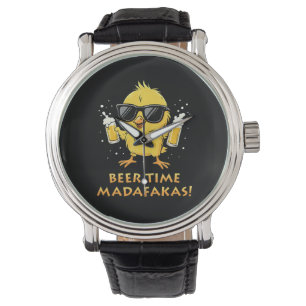 Beer Time Madafakas Funny Meme Anka Goose Retro Armbandsur
