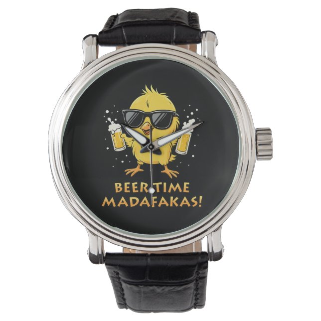 Beer Time Madafakas Funny Meme Anka Goose Retro Armbandsur (Framsida)