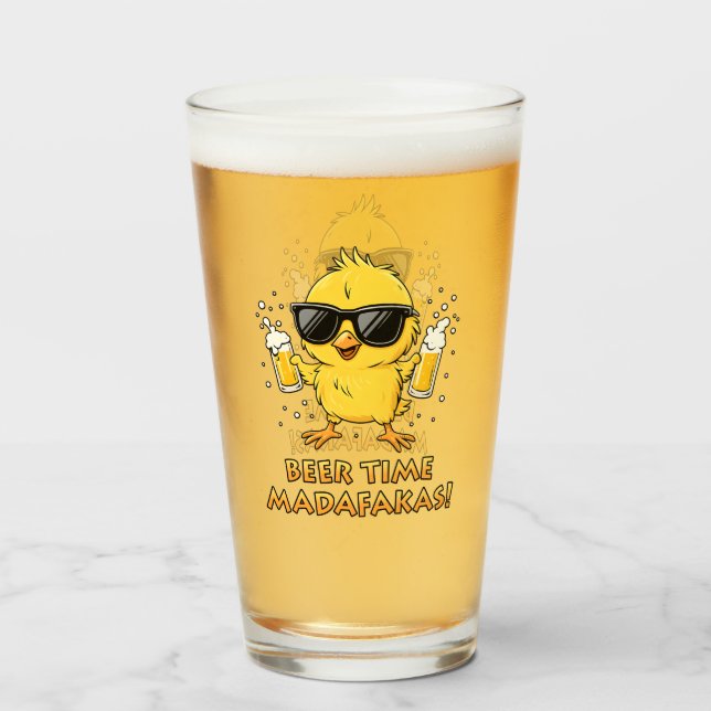 Beer Time Madafakas Funny Meme Anka Goose Retro Glaskopp (Framsida fylld)