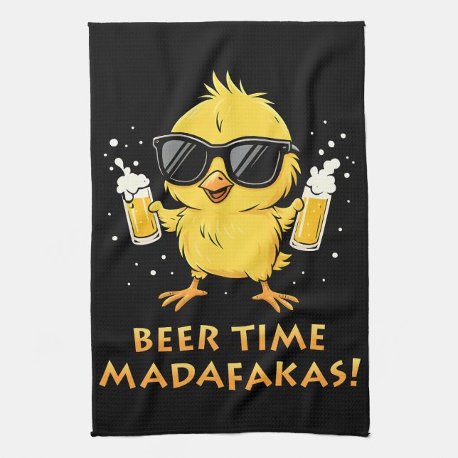 Beer Time Madafakas Funny Meme Anka Goose Retro Kökshandduk (Vertikal)