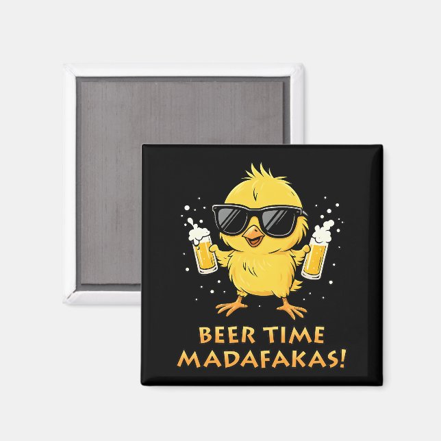 Beer Time Madafakas Funny Meme Anka Goose Retro Magnet (Front/Back)