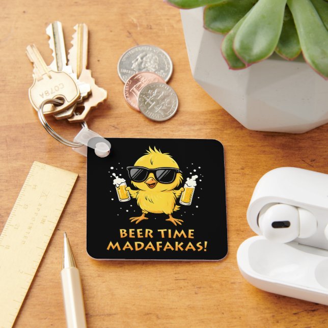 Beer Time Madafakas Funny Meme Anka Goose Retro Nyckelring (Skrivbord)