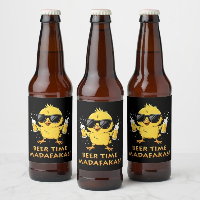 Beer Time Madafakas Funny Meme Anka Goose Retro Ölflaska Etikett (Flaskor)