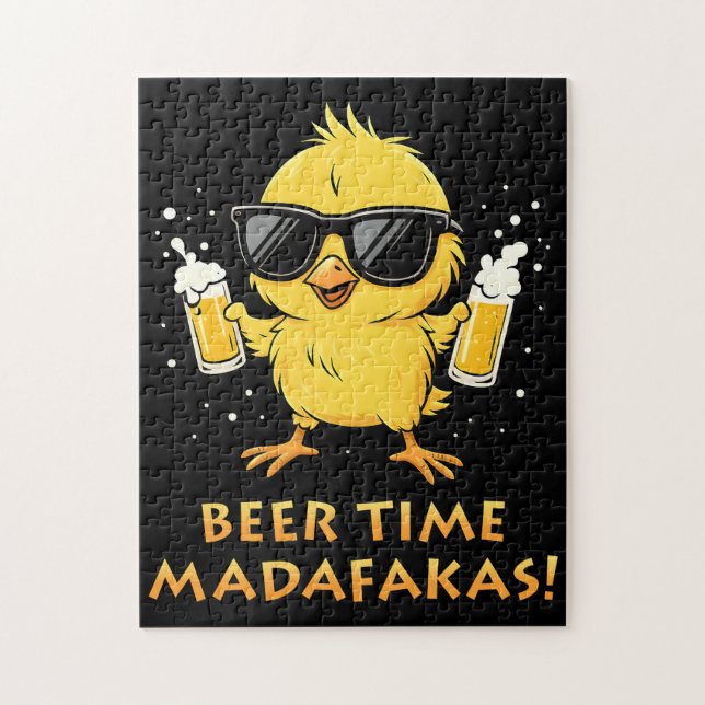 Beer Time Madafakas Funny Meme Anka Goose Retro Pussel (Vertikal)