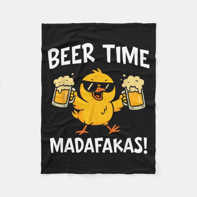 Beer Time Madafakas Funny Meme Duck With Beer Chic Fleecefilt (Framsidan)