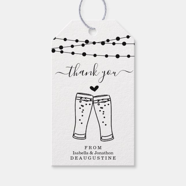 Beer Toast Bröllop Tack - Rustic Kraft Presentetikett (Framsidan)