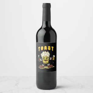 Beer Toast Mascot Vinflaska Etikett