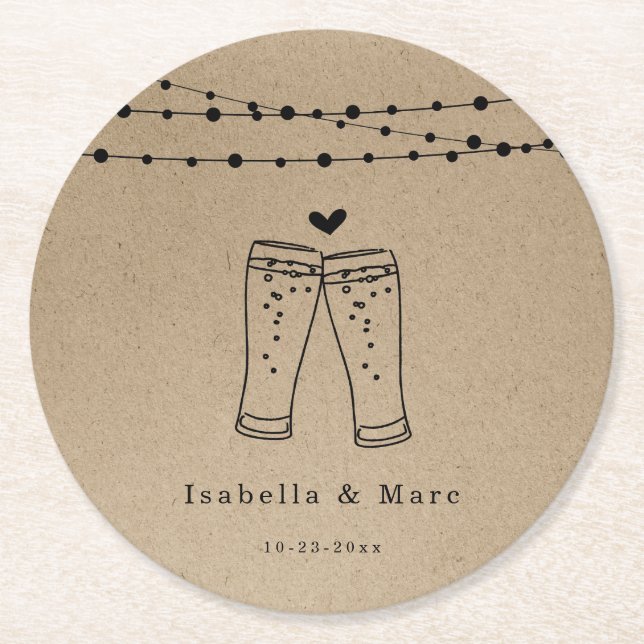 Beer Toast Underlägg Papper Rund (Framsidan)