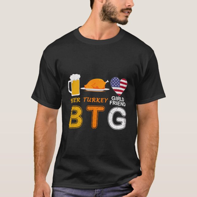 Beer Turkey Girlkompis-Funny Thanksgiving Day Gift T Shirt (Framsida)