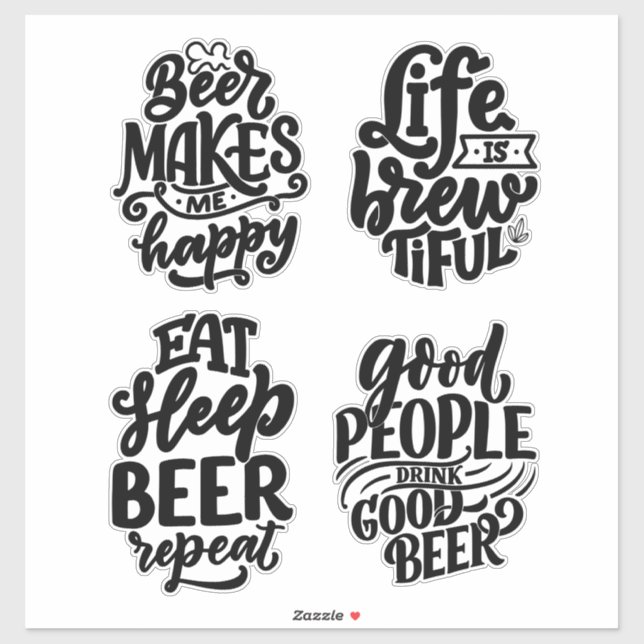 Beer Typography-etikett Klistermärken (Ark)